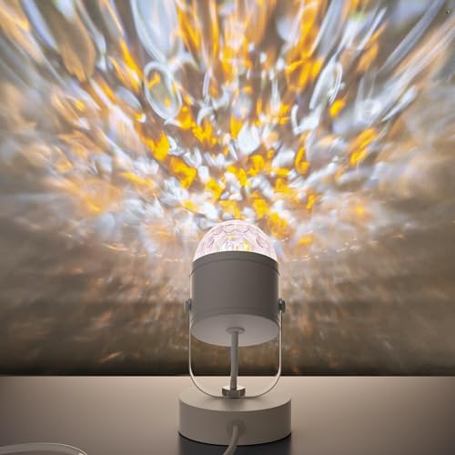 Joyzy Plug-in Dynamic Ocean Wave Table Lamp Water Ripple | Night Light Projector, Room Party Christmas Decoration, Color Changing Ambient Lamp - color: White
