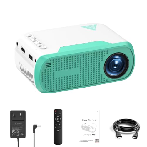 Mini Movie Projector with Wired Screen Mirroring, Support HDMI USB Type-C - color: Green-White