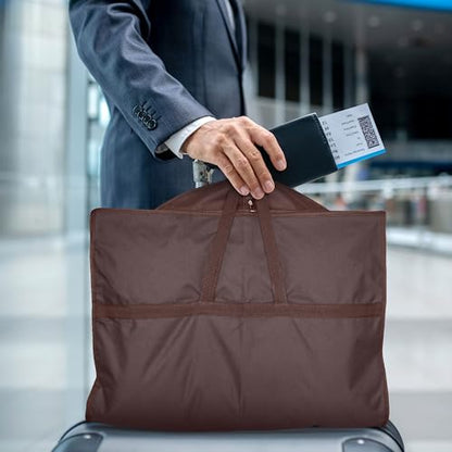 Lazebox 43" Travel Garment Bag with Accessories Zipper Pocket, Heavy Duty Suit Bag for Suits, Tuxedos, Dresses, Coats, Brown, 1 pack - size: 43inch-1 pack-Brown