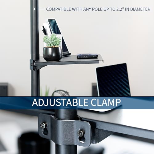 VIVO Universal Steel 14 x 10 inch Shelf Pole Mount for TV Cart, Attaches to 0.5” to 2.4” Poles, Speaker & Microphone Stands, Clamp-on Utility Storage Surface, Black, MOUNT-SF13P (Pack of 6) - size: 14 x 10 inch (Pack of 6)