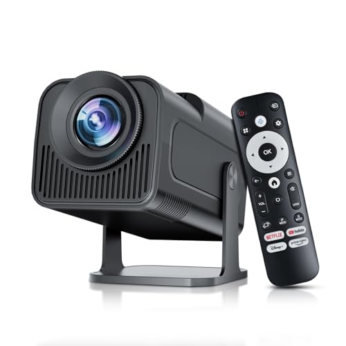 Mini Projector WiFi Bluetooth 5.4, Native 1080, Compatible with Netflix, 4K | Built-in Authentic Apps, Auto Keystone, 180° Adjustable Stand, Portable Proyector for Home/Outdoor Movie/Gaming - color: Black