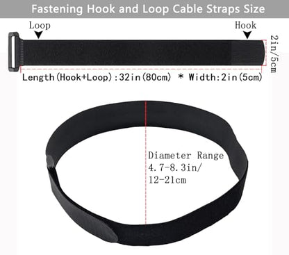 6 Pack 32 Inch heavy duty Hook and Loop Straps 2 Inch Wide Cinch Straps | Adjustable Multi-Purpose Hook and Loop Straps with Buckle,Nylon Cable Ties,Cord Ties Organized Tidy for Wire Cable Management - size: 32'' x 2'' (Black)