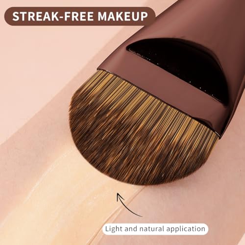 MAANGE 5 PCS Foundation Makeup Brush Set Double-ended Kabuki Mask Contour Brush for Liquid Powder Concealer Cream Cosmetics Blending Makeup Brushes (Coffee) - color: Coffee - 5Pcs