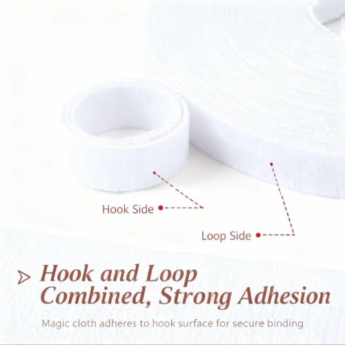 Hook and Loop Tape - 32ft x 1" Self Adhesive Strips Roll, Strong Sticky Double Sided Adhesive Tape for Cable Management, Wire Ties, Garden Plants, Reusable Fastening Ties (White) - color: White, size: 1IN/32FT