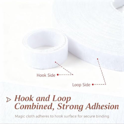 Hook and Loop Tape - 32ft x 1" Self Adhesive Strips Roll, Strong Sticky Double Sided Adhesive Tape for Cable Management, Wire Ties, Garden Plants, Reusable Fastening Ties (White) - color: White, size: 1IN/32FT