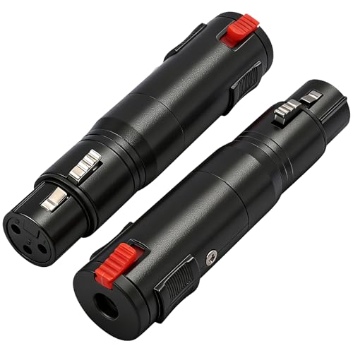 1/4 TRS 6.35mm AUX Female to XLR 3-Pin Adapter XLR Female 2Pcs, Black with Lock Converter Plug Cable Connector，Nickel Plated Zinc Alloy Shell, All Copper Pin Socket Black and Silver - color: Black