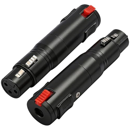 1/4 TRS 6.35mm AUX Female to XLR 3-Pin Adapter XLR Female 2Pcs, Black with Lock Converter Plug Cable Connector，Nickel Plated Zinc Alloy Shell, All Copper Pin Socket Black and Silver - color: Black