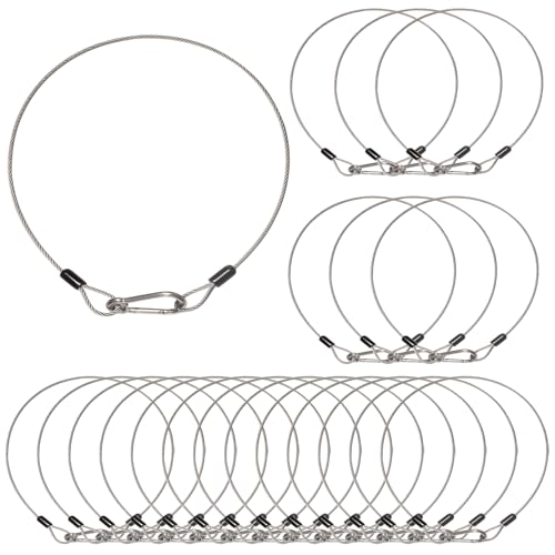 20 Pack Stage Light Safety Cables for Stage DJ Party Lights Thickened 1/8 Diameter Stainless Steel Security Cable Wire Ropes with Loops and Snap Hook, Max Load 150LB - size: 20pcs x 2 Feet