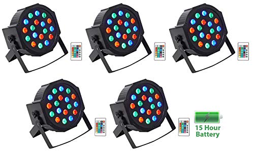 Rockville Battery PAR 50 Black Rechargeable LED DMX Wash Up-Light, 5-Pack