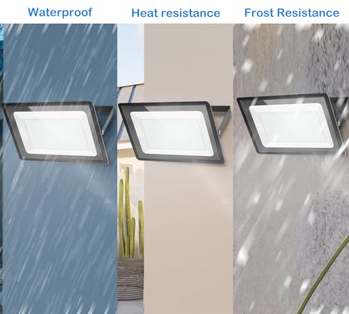 2 Pack 300W LED Flood Light Outdoor,2000W Equivalent 36000LM 6000K Daylight White Super Bright FloodLight with Plug,IP66 Waterproof Commercial Lighting for Sports Fields,Counts,Arena,Stadium - size: 300w-2pack