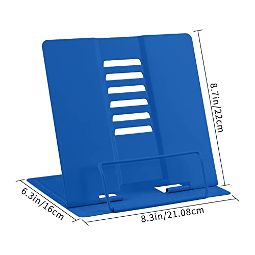 Honagu Metal Desk Book Holder, Hands Free Adjustable Cookbook & Document Holder, Portable Bookstand for Music Books, Textbooks, Recipes, Tablets & iPads (Deep Blue) - color: Deep Blue