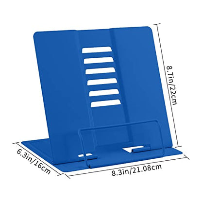 Honagu Metal Desk Book Holder, Hands Free Adjustable Cookbook & Document Holder, Portable Bookstand for Music Books, Textbooks, Recipes, Tablets & iPads (Deep Blue) - color: Deep Blue