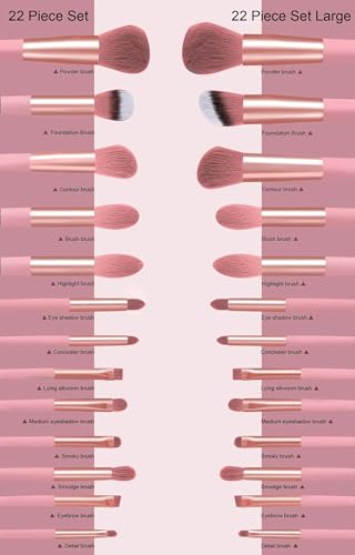 Koccido Makeup Brushes 22 Pcs Makeup Kit,Foundation Brush Eyeshadow Brush Make up Brushes Set (Pink, 22 Piece Set) - color: Pink, size: 22 Piece Set