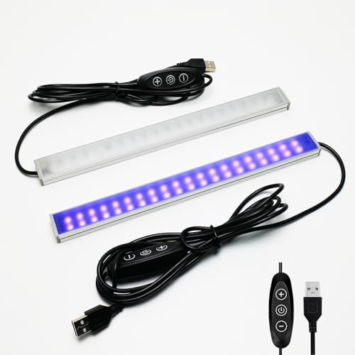 395nm UV Black Light Bar 2 Pack, 9.5 Inch Dimmable Blacklight LED Bar with Aluminum Housing, USB Powered UV Light Strip for Glow Party, Fluorescent Poster, Body Paint, Halloween Decorations