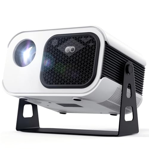 Mini Projector with Stand 270° Rotatable, Electric Focus & Vertical Keystone Portable Projector, Home Theater Projectors with Wifi And Bluetooth, Compatible with Smartphone/TV Stick/Box/USB/HDMI - color: White