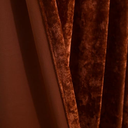 Luxury Crushed Rust Velvet Curtains 2 Panels Set - 84 inches Long Room Darkening Luxury Distressed Velvet Rod Pocket Window Drapes for Living Room Bedroom 52" W x 84" L - color: Rust, size: 52"W x 84"L (Pack of 2)