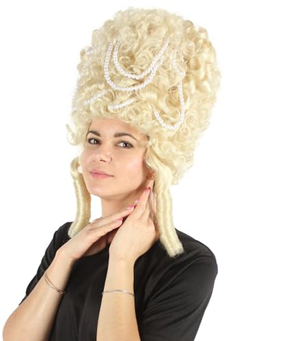 HPO Adult Women's Baroque French Revolution Queen Marry Wig Collection Blonde Color, Premium Breathable Capless Cap (Blonde) - color: Blonde