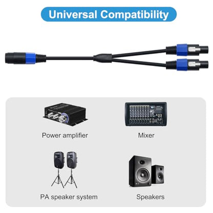 Speakon Splitter Cable, Speak-on 1 Female 2 Male Audio Cable (50cm) | Speaker Extension Cable, Speaker Break Out Cable with Twist Lock for DJ/PA Speaker Cord (1 Female to 2 Male) - style: 1 Female To 2 Male