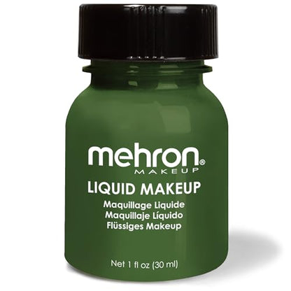 Mehron Makeup Liquid Makeup - GREEN, Face & Body Paint | 1 Fl oz Water-Based Face Paint & Body Paint Perfect for Halloween & Cosplay. Air Brush Compatible. Vegan & Made in the USA. - color: Green