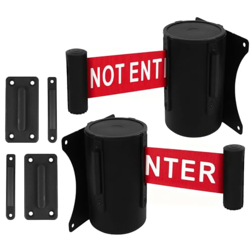 Wall Mount Retractable Belt Barrier 2 Pack, TrreZon Fixed Retractable Belt Barrier with Steel Case 16' Red Belt with "Caution: DO NOT Enter" for Grocery, Retail Store, Office, Stadium, School - color: Red Belt (Caution - Do Not Enter)