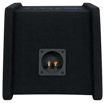Rockville RV8P 8" 400W Peak/200W RMS Car Subwoofer in Vented Enclosure, 4 Ohm, Deep Bass, Durable MDF Build, for Car Audio | 400W Peak / 200W RMS, Polypropylene Cone, Aluminum Voice Coil, Bass Reflex Aero-Port, 15 Degree Angle - style: Single 8"
