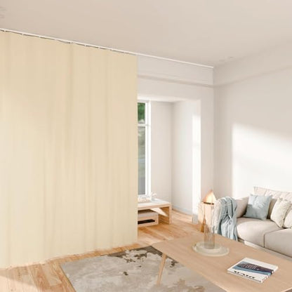 MaKefeile Room Divider Curtains Total Blackout Privacy Curtain Panel Room Thermal Insulated Noise Reduction Curtains for Bedroom Window Living Room Ceiling Track Curtain W 12.5 ft × H 8ft Beige - color: Beige, size: 150"W x 96"L (Pack of 1)