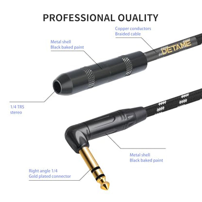 10Feet Right Angle 1/4 TRS Male to Female Stereo Audio Cable,6.35MM TRS Male to Female Stereo Headphone Guitar Extension Cable Cord - size: 10Feet