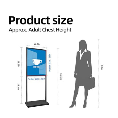 22x28 Inch Floor Stand Sign Holder, Heavy Duty Pedestal Poster Stand Double Sided Display for Business, Retail & Real Estate