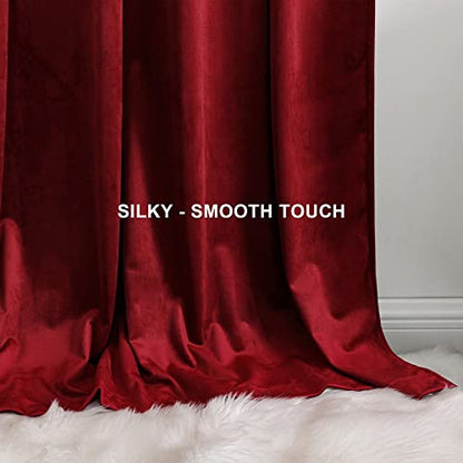 Benedeco Burgundy Red Velvet Blackout Curtains 52x96, 2 Panels | Elegant Room Darkening Thermal Insulated Noise Reducing Velvet Drapes with Back Tab and Rod Pocket for Living Room, Bedroom - color: Burgundy Red, size: 52"W x 96"L (Pack of 2)