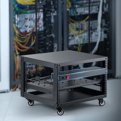 VEVOR 8 Outlet Horizontal 1U Rack Mount PDU Power Strip for Network Server Racks, Surge Protection & Overload Protection, 110-125V/15A, with 6ft 14AWG Power Cord - style: 8 Outlet-Individual Switches