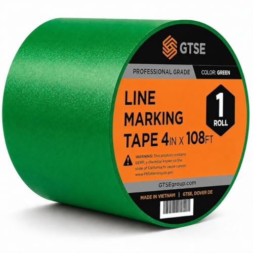GTSE - Green Vinyl PVC Floor Tape 4 inch x 108ft Safety Marking Tape | Safety Marking Tape for Gyms, Warehouses & Dance Floors - Durable Vinyl, High Visibility - color: Green, size: 4" x 108 ft