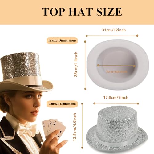 Top Hat for Men Women Adult, Magician Victorian Pilgrim Theatrical Clown Bowler Tailcoat, Cosplay Costume - color: White