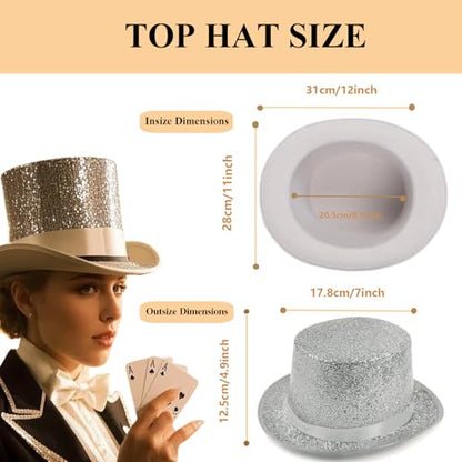 Top Hat for Men Women Adult, Magician Victorian Pilgrim Theatrical Clown Bowler Tailcoat, Cosplay Costume - color: White