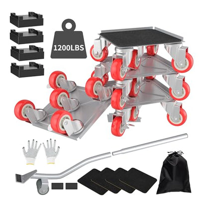 MYUEA Furniture Dolly,Furniture Movers with 5 Wheels,Carbon Steel Panel Heavy Duty Dolly,Maximum Load 1800LBS,Furniture Lifter with 5 360° Rotatable Rubber Universal Wheels(Silver,4.1x4.1 in) - color: Silver, size: 4.1x4.1 IN