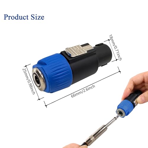 Speakon to 1/4 Adapter 4 Pin Speakon NL4FC Male to 6.35mm Female TS Mono Plug Video Converters Connector for DJ Speakers 2pcs - style: 2pcs