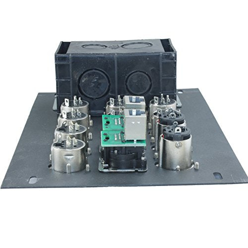 FBL12+AC Recessed Floor Box With 6 XLR Female, 2 XLR Male, 2 Ethernet, 2 TRS + Duplex AC (Pre-wired: 18" Wires) - color: Pre-wired: 18" Wires