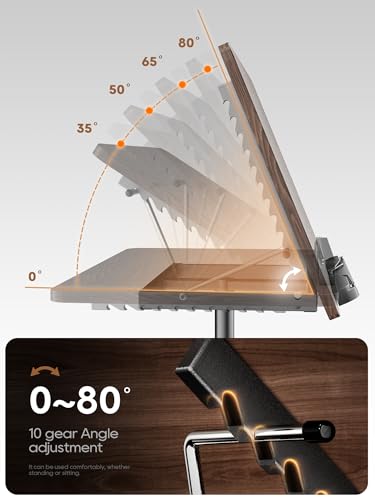 2 in 1 Adjustable Book Stand - Dual-Use Floor and Desktop Book Holder Stand, Height Adjustable 23.5-52 in, Elastic Page Clips for Music Sheet, Recipe, Tablet, Laptop-Black - color: Black