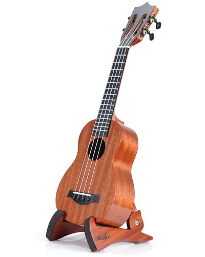 Ukulele Stand, Foldable Ukelele Stand for Travel, Rabbit Shape Ukele Holder - color: Mahogany