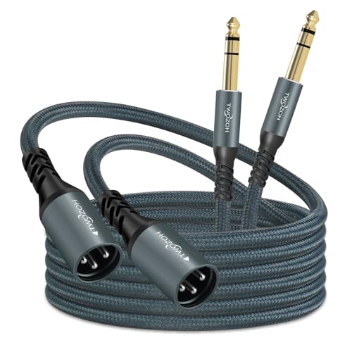 Twozoh XLR Male to 1/4 TRS Stereo Audio Cable 3.3FT 2 Pack, Braided Jack 6.35mm to XLR Male 3Pin Guitar Cable (Professional/HiFi) - color: 1/4 to XLR Male 2-Pack, size: 3.3FT