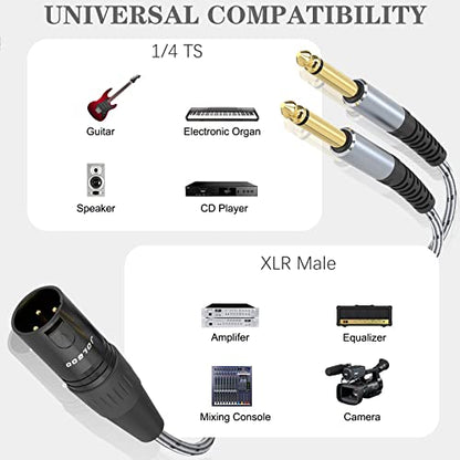 JOLGOO XLR Male to Dual 1/4" TS Mono Y Splitter Microphone Cable, XLR Male to Dual 6.35mm TS Y Adapter Cord, 10 Feet - size: 10 Feet, style: XLR Male to dual 1/4 TS Male