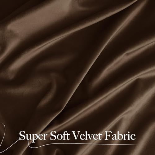 NICETOWN Brown Velvet Curtains 84 inches Length for Bedroom, 52 x 84 - color: Brown Series - Brown, size: 52"W x 84"L (Pack of 2)