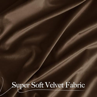 NICETOWN Brown Velvet Curtains 84 inches Length for Bedroom, 52 x 84 - color: Brown Series - Brown, size: 52"W x 84"L (Pack of 2)