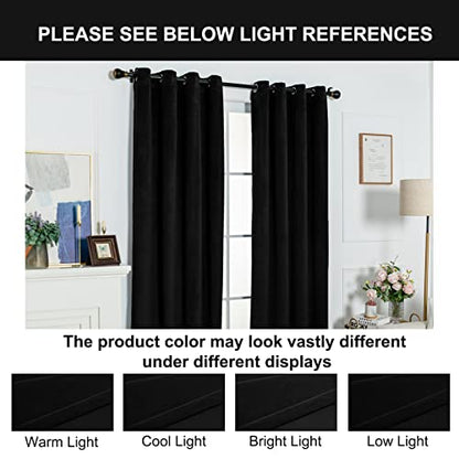 Super Soft Velvet Blackout Drapes Thermal Insulated Royal Curtains Blackout Grommet Window Curtains 2 Panels Set for W52 X L95 Inch Black - color: Black, size: 95"W x 52"L (Pack of 2)