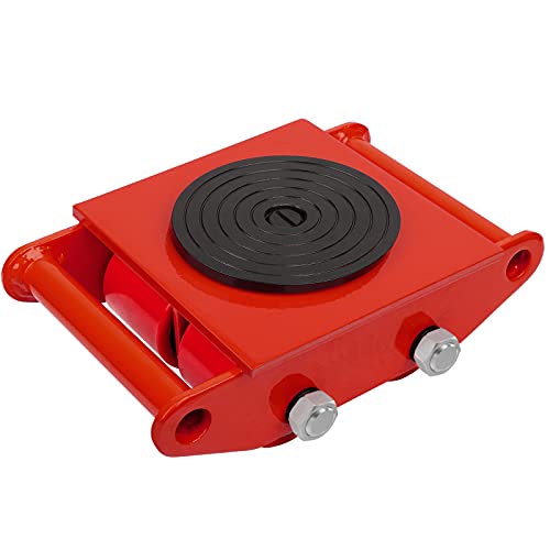 6T Machinery Skate Dolly with 360° Rotation Cap for Heavy Duty Moving | Carbon Steel 13200lbs Heavy Duty Machine Dolly Skate for Industrial Moving Equipment Red 1pc PU Rollers - color: Red