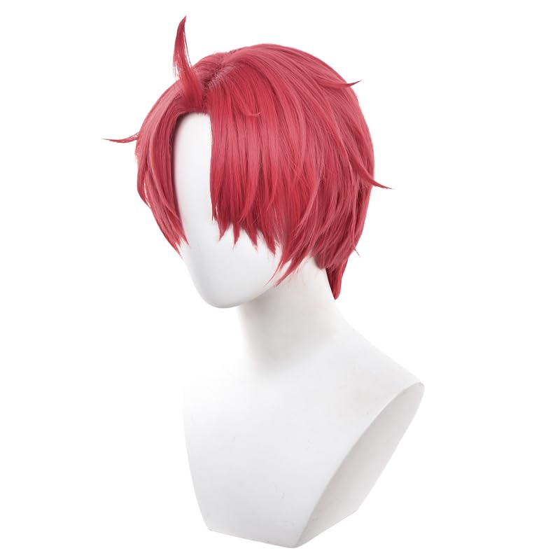 Red Short with Bangs Cosplay Wig Replacement Wig Heat Resistan Synthetic Fiber Hairs for Uniex Adult Cos Halloween Christmas Anime Party - color: Red