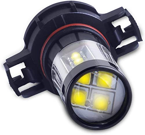 Alla Lighting Premium 80W 5201 DRL PS19W 5202 LED Fog Lights Bulbs Upgrade, 6000K Xenon White PG20-3 Base Extremely Super Bright 12V Lamps Replacement - size: 5201/5202/PS19W