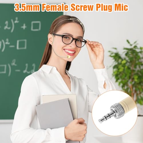 5 Pack Headset Headworn Microphone Double Over-Ear Mic for Sennheiser | Hanging Condenser Omnidirectional Mic,3.5mm Stereo Female Screw Lock Plug,Ideal for Lectures, Live Performance, Theater - size: 5 Pack