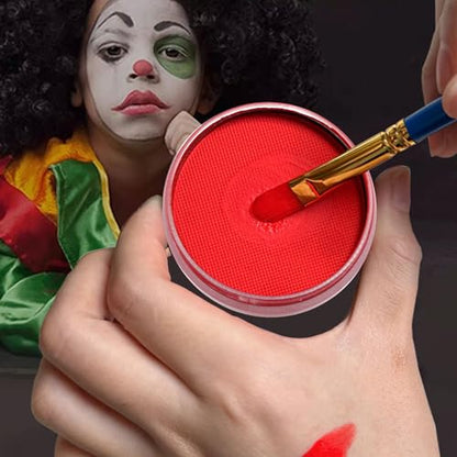 Red Face Paint 30g (1oz) Non-Toxic,Water Activated Face Painting Kit for Kids Adults,SFX Makeup Facepaint Palette for Halloween vampire, Cosplay,Theater Party,Clown Joker Special Effects Costume - color: Red