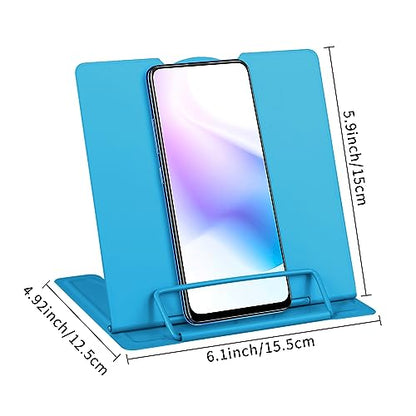 Honagu Small Book Stand Book Holder Metal Desk Stand for Reading Hands Free, Adjustable Cookbook Documents Holder, Portable for Music Books, Textbook, Recipe, Tablet, Ipad, Great Gifts (Sky Blue) - color: Sky Blue
