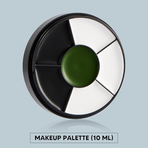 Spooktacular Creations Halloween Makeup Palette 3 Colors, Face Body Paint Wheel for Adult SFX Zombie Cosplay, Baseball Sport Games Dress Up (0.35 oz, White Black Green) - color: White Black Dark Green